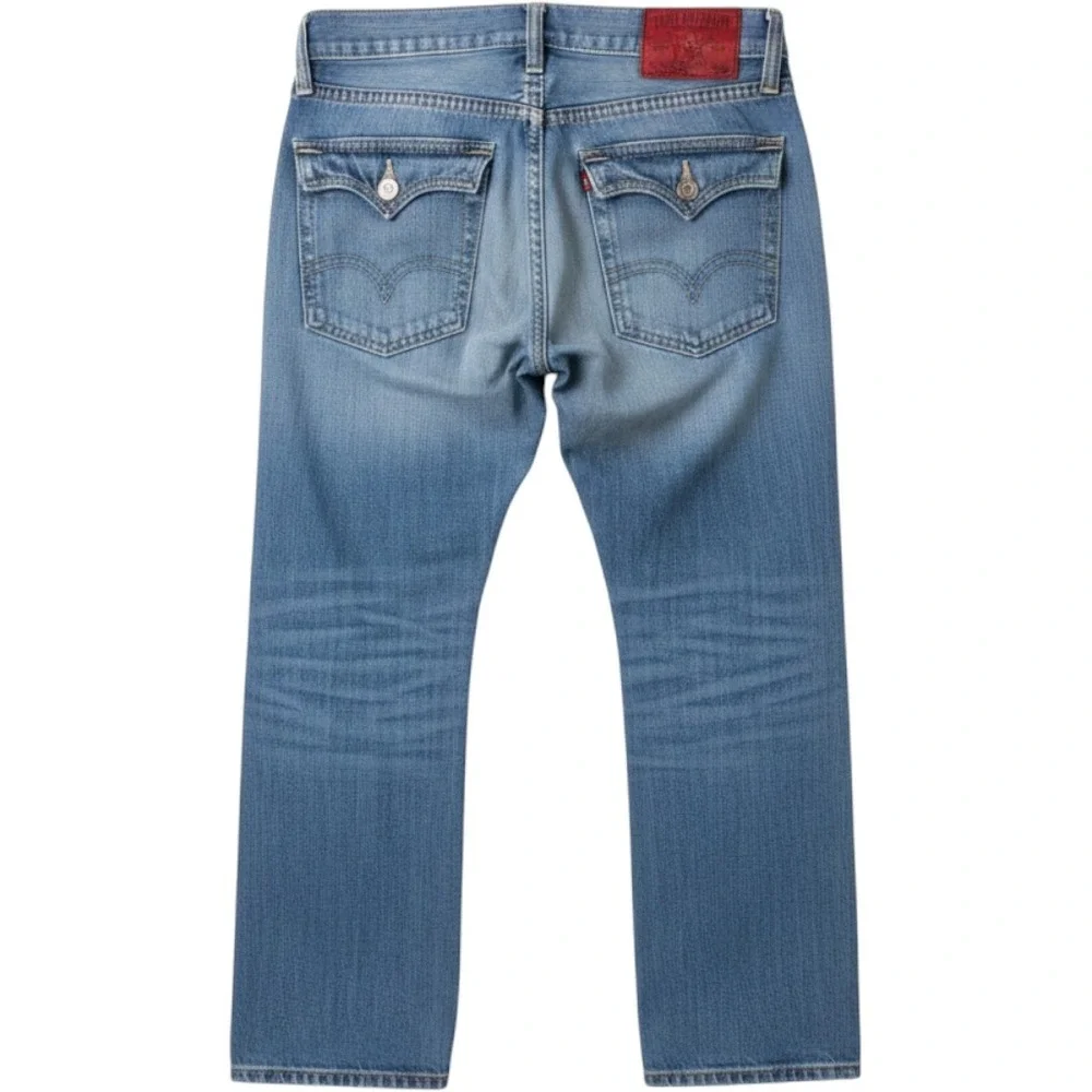 True Religion Straight Leg‎ Jeans Men 33 Light Blue Horseshoe Stitch Y2K